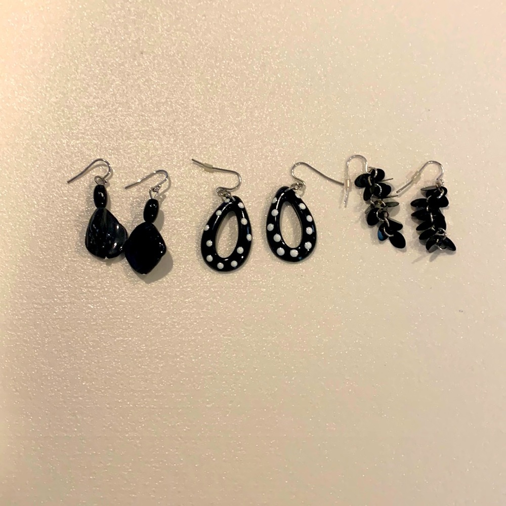 Costume three sets of black earrings